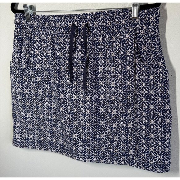 T by Talbots Woven Wrap Skort Large Lightweight Stretch Blue Medallion Print - Picture 1 of 14
